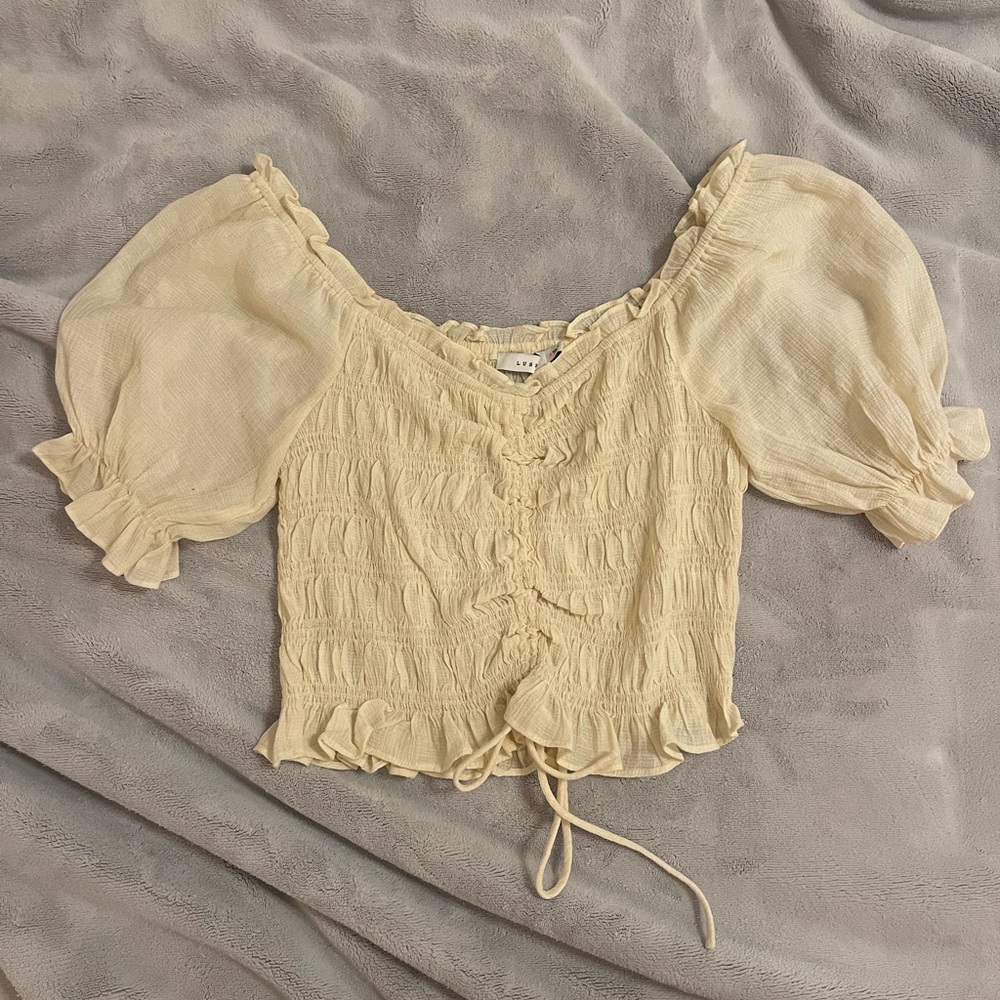 Beige Front Tie Blouse